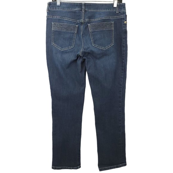 Chicos Platinum Denim Capri Jeans Size 00 US XS/2 Low Rise Crop Dark Wash - Picture 2 of 12